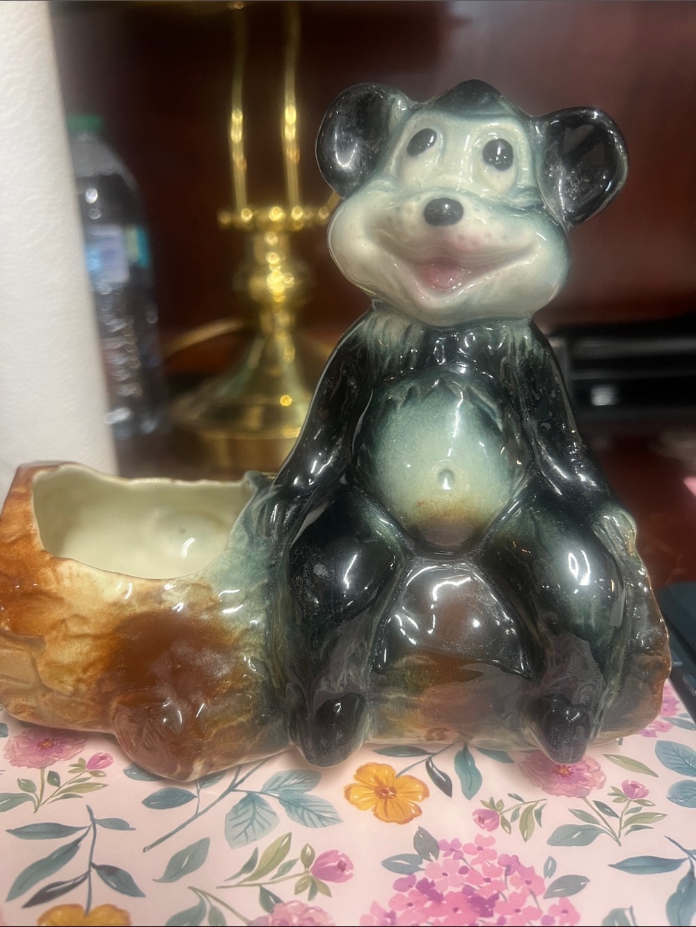 Ceramic Bear Planter in Black and Brown - Home Accents